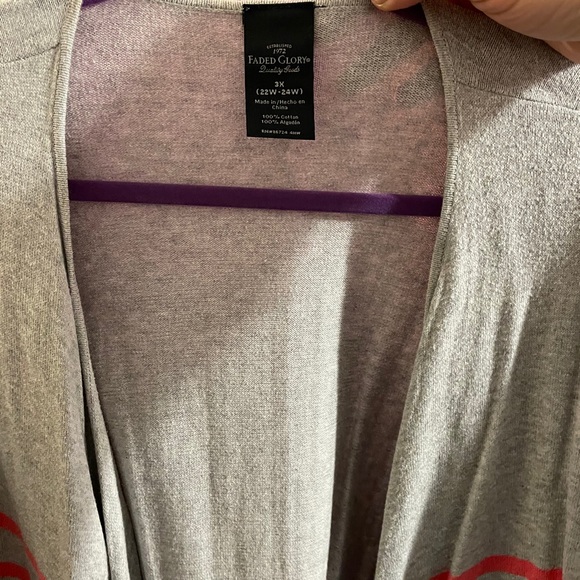 Grey and pink open front sweater - Picture 3 of 3